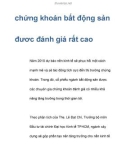 chứng khoán bất động sản đươc đánh giá rất cao