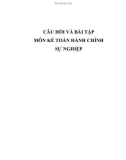 Câu hỏi và bài tập môn Kế toán hành chính sự nghiệp