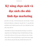 Kỹ năng chọn sách và đọc sách cho nhà lãnh đạo marketing