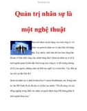 Quản trị nhân sự là một nghệ thuật