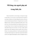 Nỗi lòng của người phụ nữ trong tình yêu