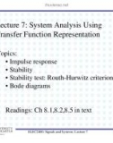 Lecture ELEC2400 signals and systems - Chapter 7: System analysis using transfer function representation