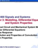 Lecture ELEC2400 signals and systems - Chapter 3: Modelling, differential equation and system properties