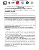 An Exploration of Gender Differences in the Use of Social Networking Sites and Recommendation for Online Advertising: The Case of Facebook