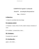 Lesson Plan (grade 11 – advanced) Period : 95