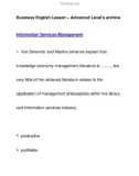 Business English Lesson – Advanced Level's archiveInformation Services Management