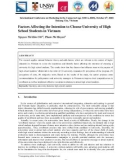 Factors Affecting the Intention to Choose University of High School Students in Vietnam