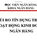 Bài giảng: Rủi ro trong hoạt động của ngân hàng_p1