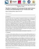 The Role of Animosity on Purchasing Foreign-made Products: Evidence in the Relationship between Vietnam and China