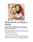 10 câu nói làm say lòng mọi trái tim