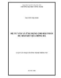 Luận văn Thạc sĩ Công nghệ thông tin: Hệ tư vấn và ứng dụng cho bài toán dự báo kết quả bóng đá