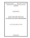 Luận văn Thạc sĩ Quản lý văn công: Quản lý nhà nước về du lịch của huyện Lang Chánh, tỉnh Thanh Hóa