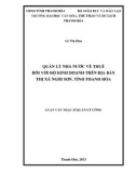 Luận văn Thạc sĩ Quản lý công: Quản lý nhà nước về thuế đối với hộ kinh doanh trên địa bàn thị xã Nghi Sơn, tỉnh Thanh Hóa