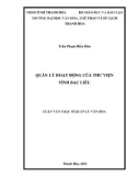 Luận văn Thạc sĩ Quản lý văn hóa: Quản lý hoạt động của thư viện tỉnh Bạc Liêu