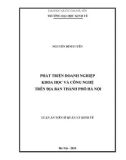 Luận án Tiến sĩ Kinh tế: Phát triển doanh nghiệp khoa học và công nghệ trên địa bàn thành phố Hà Nội