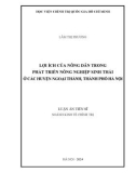 Luận án Tiến sĩ Kinh tế chính trị: Lợi ích của nông dân trong phát triển nông nghiệp sinh thái ở các huyện ngoại thành, thành phố Hà Nội