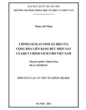 Tóm tắt Luận án Tiến sĩ Chính trị học: Chính sách an sinh xã hội của Cộng hòa Liên bang Đức hiện nay và gợi ý chính sách cho Việt Nam