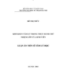 Luận án Tiến sĩ Tâm lý học: Khó khăn tâm lý trong thực hành chủ nhiệm lớp của sinh viên sư phạm