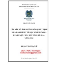 Luận văn Thạc sĩ Quản trị kinh doanh: Các yếu tố ảnh hưởng đến quyết định mua bảo hiểm y tế học sinh trên địa bàn huyện Châu Đức tỉnh Bà Rịa - Vũng Tàu