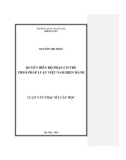 Luận văn Thạc sĩ Luật học: Quyền hiến bộ phận cơ thể theo pháp luật Việt Nam hiện hành