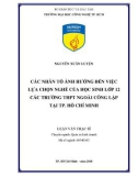 Luận văn Thạc sĩ: Các nhân tố ảnh hưởng đến việc chọn nghề của học sinh lớp 12 các trường THPT ngoài công lập tại TP. Hồ Chí Minh