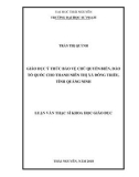 Luận văn Thạc sĩ Khoa học giáo dục: Giáo dục ý thức bảo vệ chủ quyền biển, đảo Tổ quốc cho thanh niên thị xã Đông Triều, tỉnh Quảng Ninh