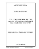 Luận văn Thạc sĩ Khoa học giáo dục: Quản lý hoạt động giáo dục y đức cho sinh viên trường Cao đẳng Y tế Thái Nguyên