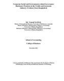 Doctoral thesis of Philosophy: Corporate social and environment-related governance disclosure practices in the textile and garments industry: evidence from Bangladesh