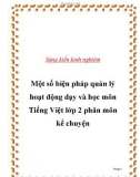 Sáng kiến kinh nghiệm: Một số biện pháp quản lý hoạt động dạy và học môn Tiếng Việt lớp 2 phân môn kể chuyện