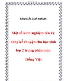 Sáng kiến kinh nghiệm: Một số kinh nghiệm rèn kỹ năng kể chuyện cho học sinh lớp 2 trong phân môn Tiếng Việt