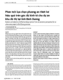 Phân tích lựa chọn phương án thiết kế hiệu quả trên góc độ kinh tế cho dự án khu đô thị tại tỉnh Bình Dương