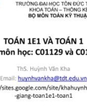 Bài giảng Toán 1E1 và Toán 1: Chương giới thiệu - ThS. Huỳnh Văn Kha