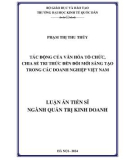 Luận án Tiến sĩ Quản trị kinh doanh: Tác động của văn hóa tổ chức, chia sẻ tri thức đến đổi mới sáng tạo trong các doanh nghiệp Việt Nam