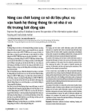 Nâng cao chất lượng cơ sở dữ liệu phục vụ vận hành hệ thống thông tin về nhà ở và thị trường bất động sản