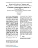 Empirical analysis of mergers and acquisitions: Evidence from international and comparative supply chain operations in Russian market