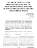 Applying the theory of planned behavior to analyze the impact of personal innovativeness in information technology on the intention of Vietnamese cryptocurrencies investor