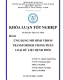 Khoá luận tốt nghiệp ngành Kỹ thuật y sinh: Ứng dụng mô hình Vision Transformer trong phân loại dữ liệu bệnh phổi