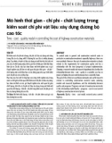 Mô hình thời gian - chi phí - chất lượng trong kiểm soát chi phí vật liệu xây dựng đường bộ cao tốc