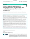 Commercial provider staff experiences of the NHS low calorie diet programme pilot: A qualitative exploration of key barriers and facilitators