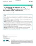 The association between XPD rs13181 and rs1799793 polymorphism and oral cancer risk: Evidence from a meta-analysis