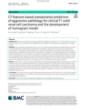 CT features based preoperative predictors of aggressive pathology for clinical T1 solid renal cell carcinoma and the development of nomogram model