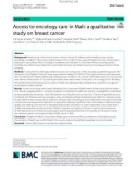 Access to oncology care in Mali: A qualitative study on breast cancer