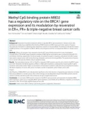 Methyl CpG binding protein MBD2 has a regulatory role on the BRCA1 gene expression and its modulation by resveratrol in ER+, PR+ & triple-negative breast cancer cells