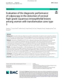 Evaluation of the diagnostic performance of colposcopy in the detection of cervical high-grade squamous intraepithelial lesions among women with transformation zone type 3