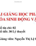 Bài giảng Hóa sinh động vật: Chương 1 - Nguyễn Thị Lệ Quyên