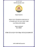 Tóm tắt Luận văn Thạc sĩ Luật kinh tế: Pháp luật về kinh doanh dịch vụ lữ hành quốc tế, qua thực tiễn tại tỉnh Quảng Bình