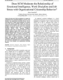 Does SCM moderate the relationship of emotional intelligence, work discipline and job stress with organizational citizenship behavior?