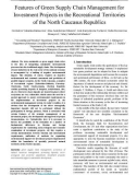 Features of green supply chain management for investment projects in the recreational territories of the North caucasus republics