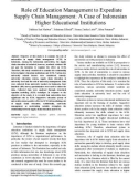 Role of education management to expediate supply chain management: A case of indonesian higher educational institutions