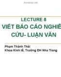 Bài giảng Nghiên cứu Marketing: Chương 8 - TS. Phạm Thành Thái